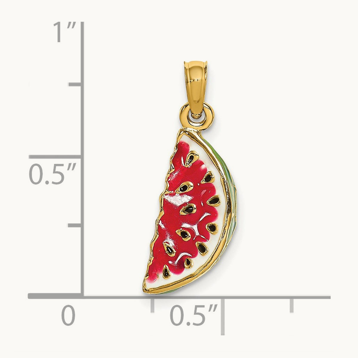 w/ Enamel 3-D Watermelon Charm, 14K