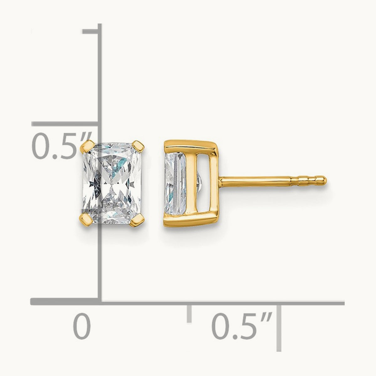 Radiant Four-Prong Stud Earrings, 0.50-6.00 ct tw Lab-Grown Diamond — 1 1/2 ct, 14K Yellow Gold