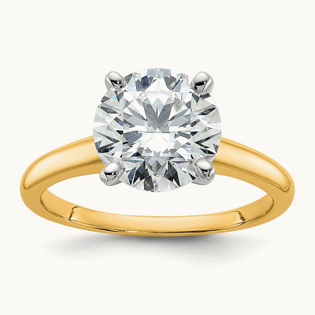 Round Solitaire Engagement Ring, 0.25-5.00 ct tw Lab-Grown Diamond — 3 ct, 14K Two-Tone