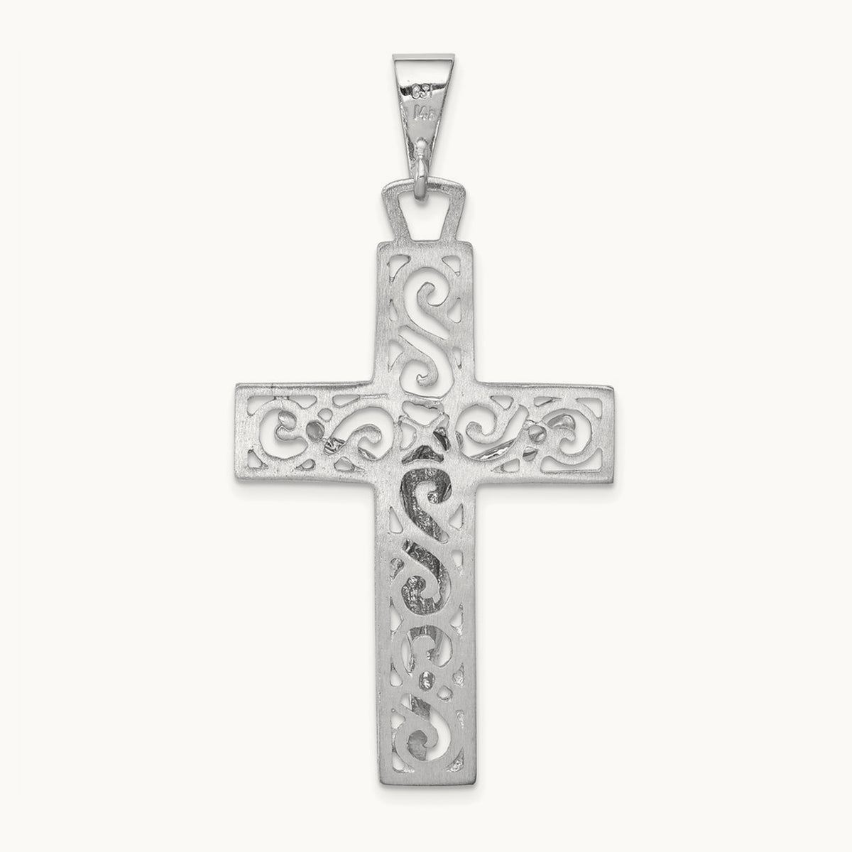 Crucifix Pendant, 14K White Gold