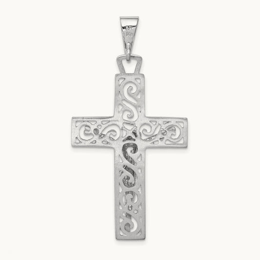 Crucifix Pendant, 14K White Gold