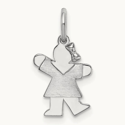 Mini Girl Kiss Charm — 14K White Gold