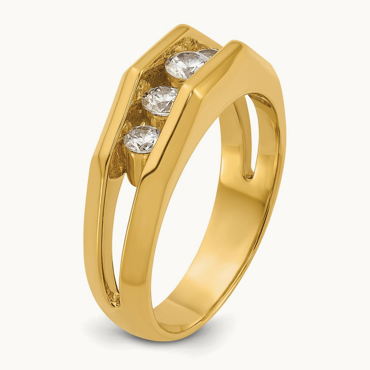 IBGoodman Men's Polished Cut-Out 5-Stone Diamond Ring, 14K