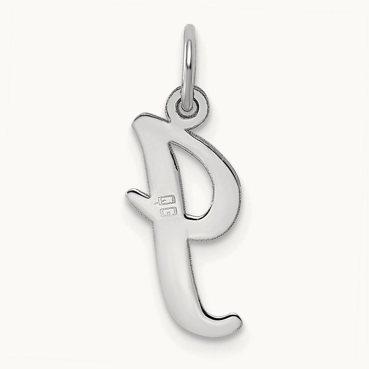Medium Script Initial Charm — 14K White Gold, I