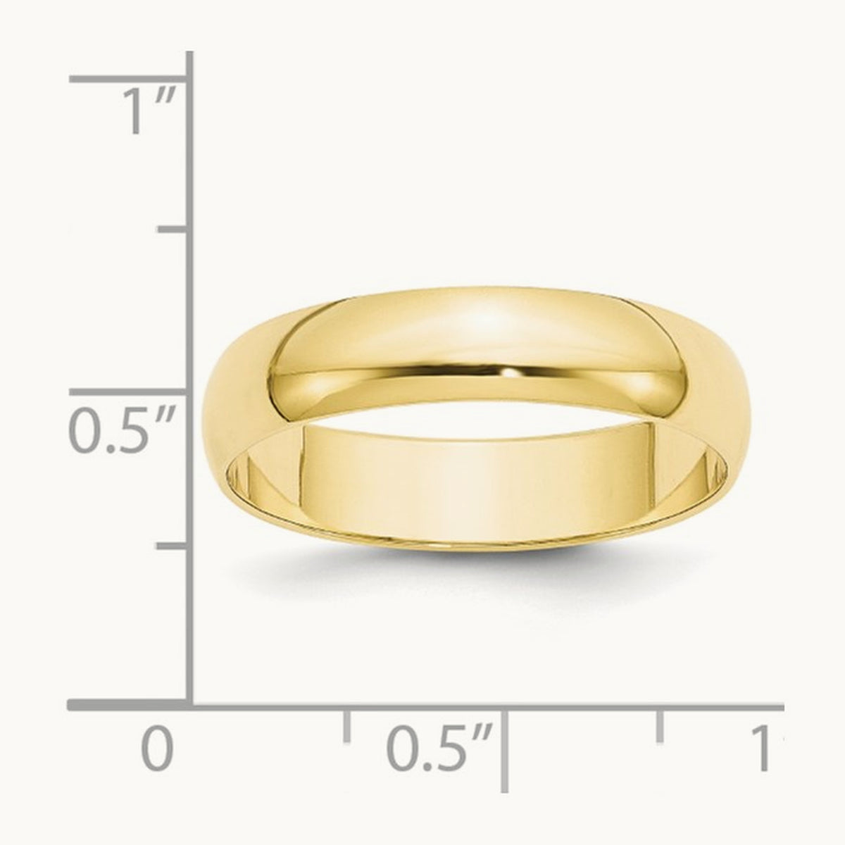 Lightweight Half Round Band, 5mm, 10K Yellow Gold