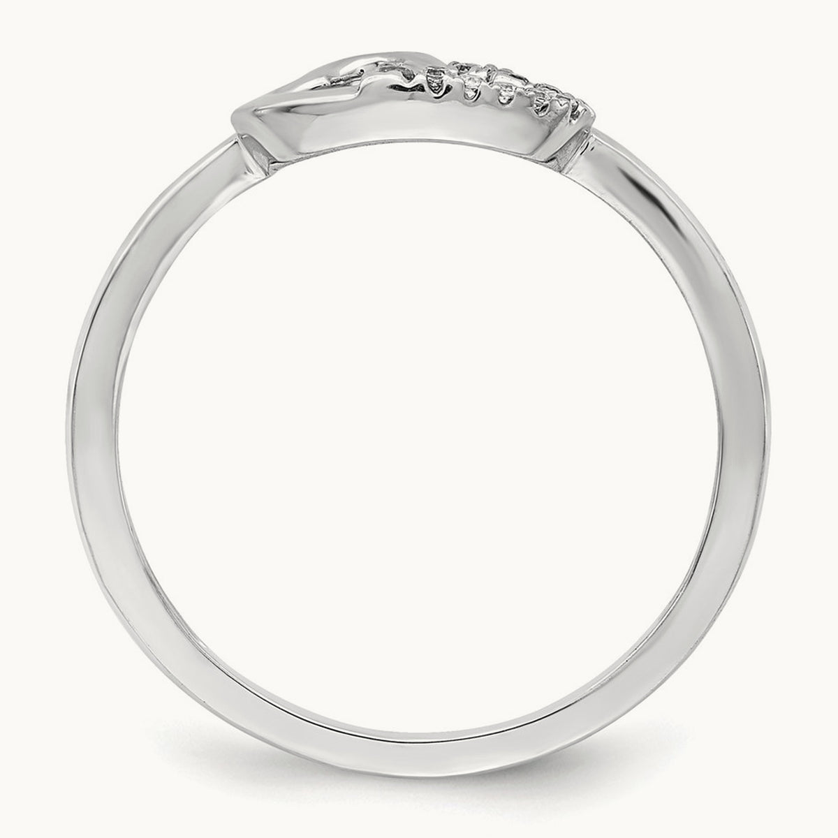 Diamond Double Heart Ring — 14K White Gold, 7