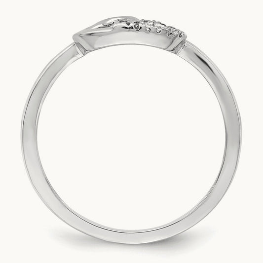 Diamond Double Heart Ring — 14K White Gold, 7