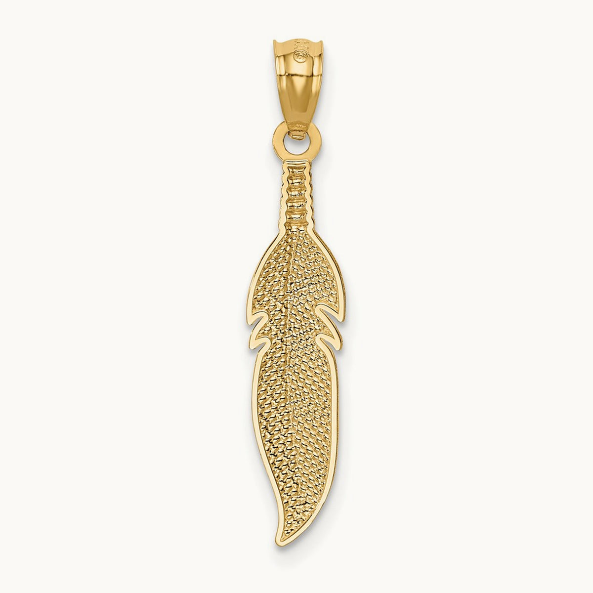 Polished Feather Pendant, 14K