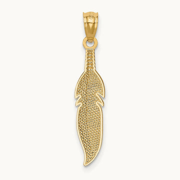 Polished Feather Pendant, 14K