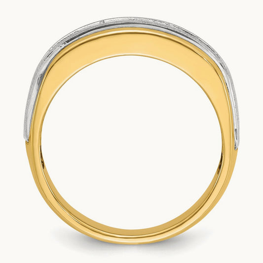 IBGoodman Men's Polished & Satin 7-Stone Diamond Ring, 14K Two-tone