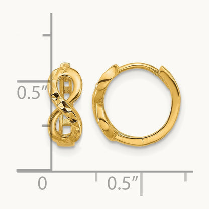 Polished and Diamond-cut Infinity Huggie Hoop Earrings, 10K — Leslie's