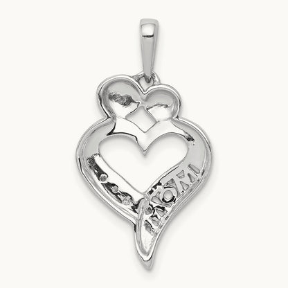 Diamond MOM Heart Pendant, 14K White Gold