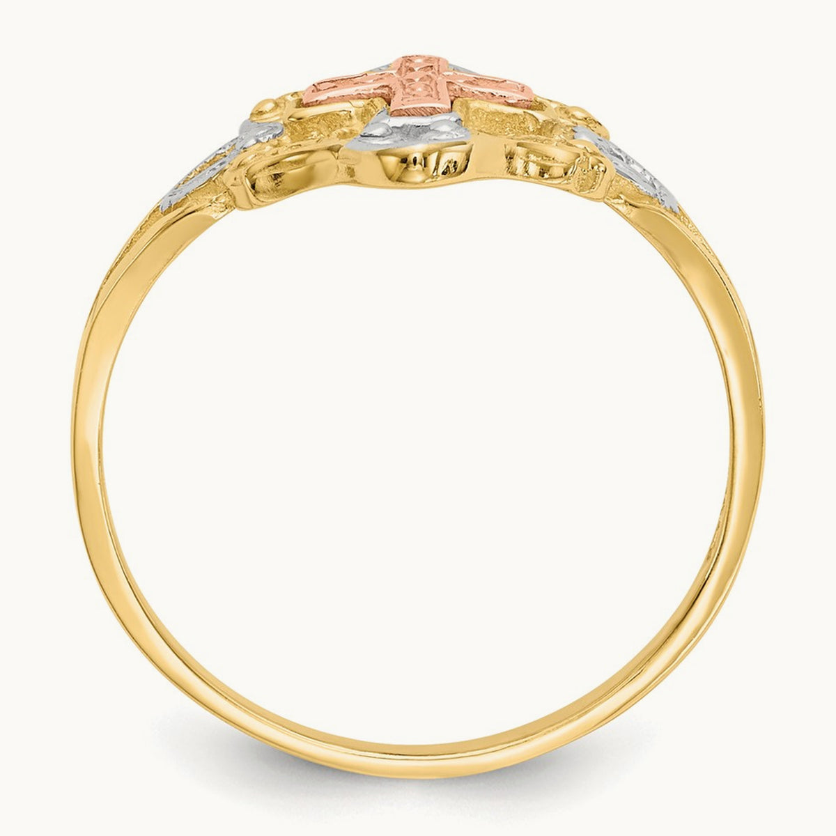 w/White Rhodium Cross Ring, 14K Two-tone