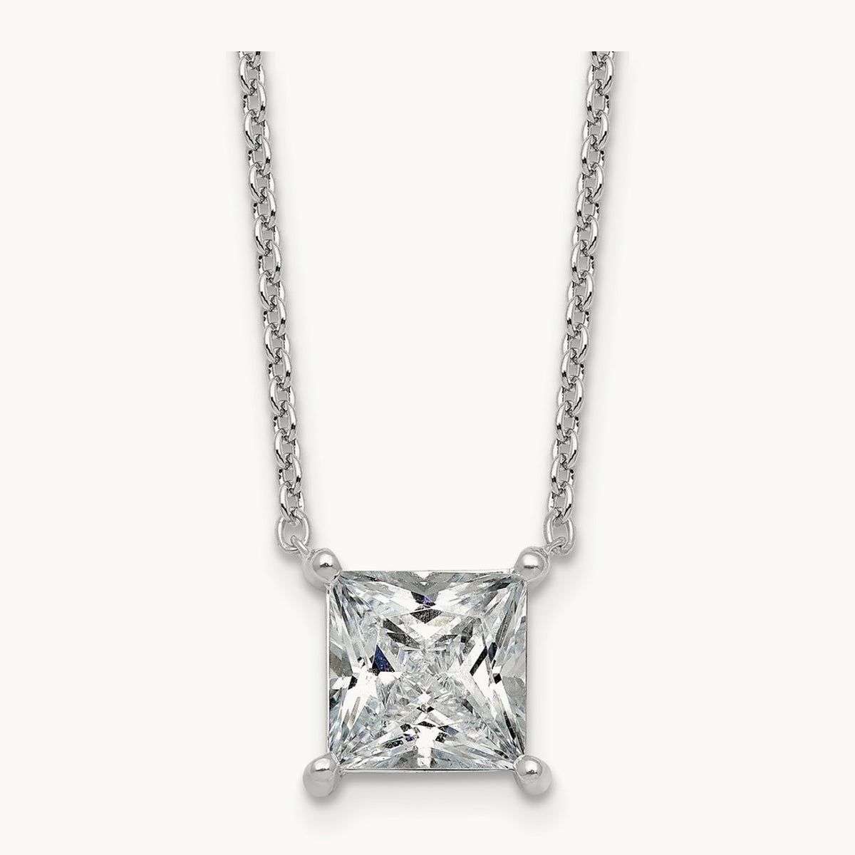 Princess Pendant Necklace, 0.25-4.00 ct tw Lab-Grown Diamond — 3 1/2 ct, 14K White Gold