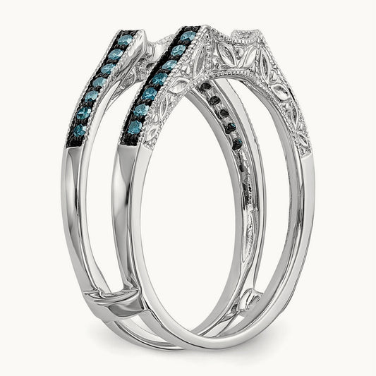 Blue and White Diamond Guard, 14K White Gold
