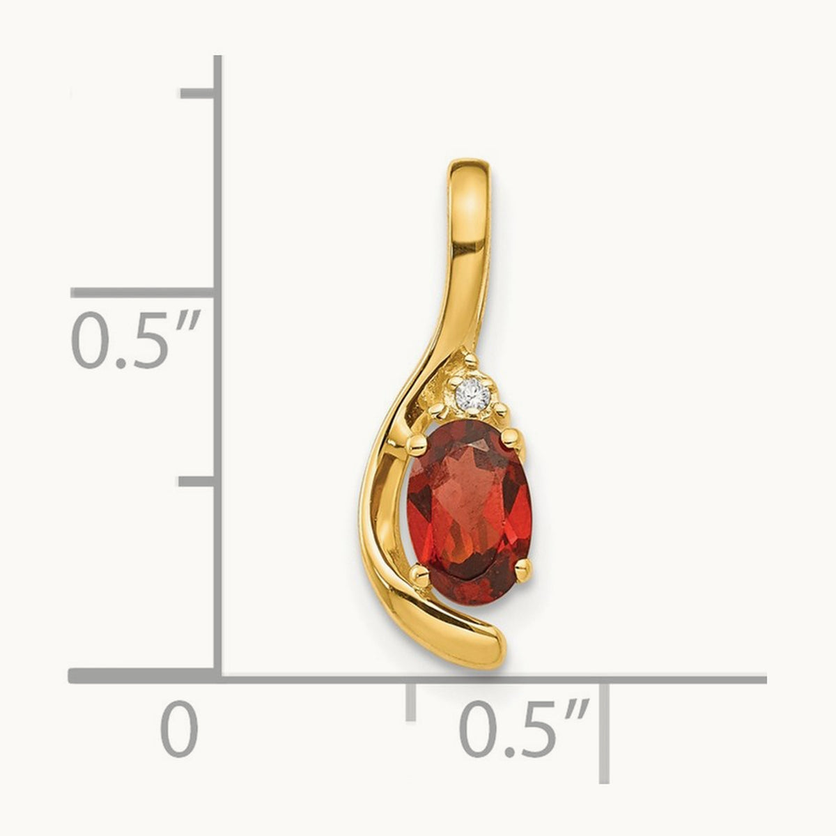 Garnet and Diamond Pendant — 14K Yellow Gold