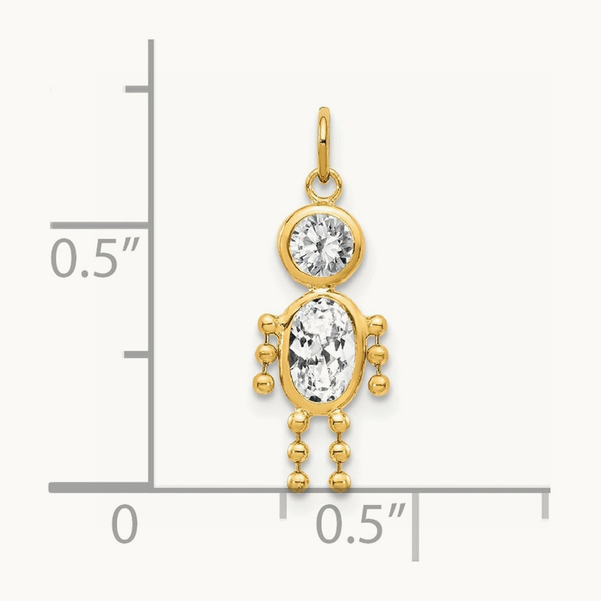 April Boy Birthstone Charm, 14K