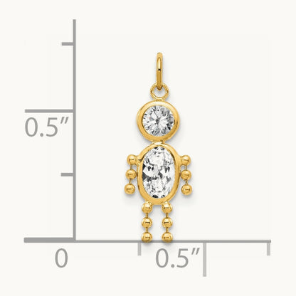 April Boy Birthstone Charm, 14K
