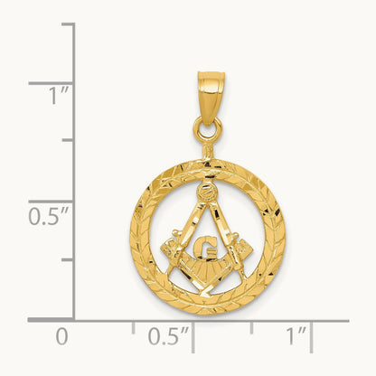Polished and Diamond-cut Masonic Symbol Pendant, 14K