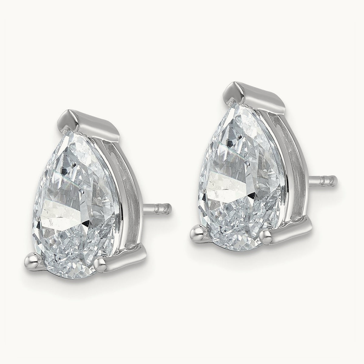 Pear 3 Prong Stud Earrings, 0.50-6.00 ct tw Lab-Grown Diamond — 5 ct, 14K White Gold
