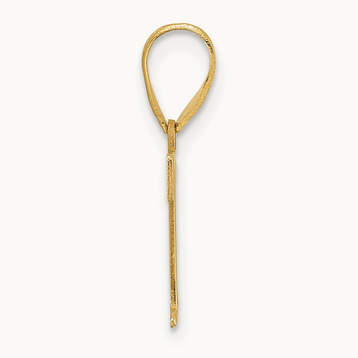 Polished Etched Letter T Initial Pendant, 14K