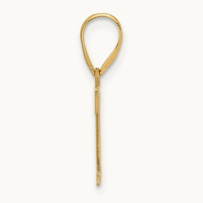 Polished Etched Letter T Initial Pendant, 14K