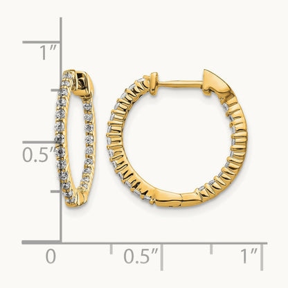 Polished Diamond In/Out Hinged Hoop Earrings, 14K Gold