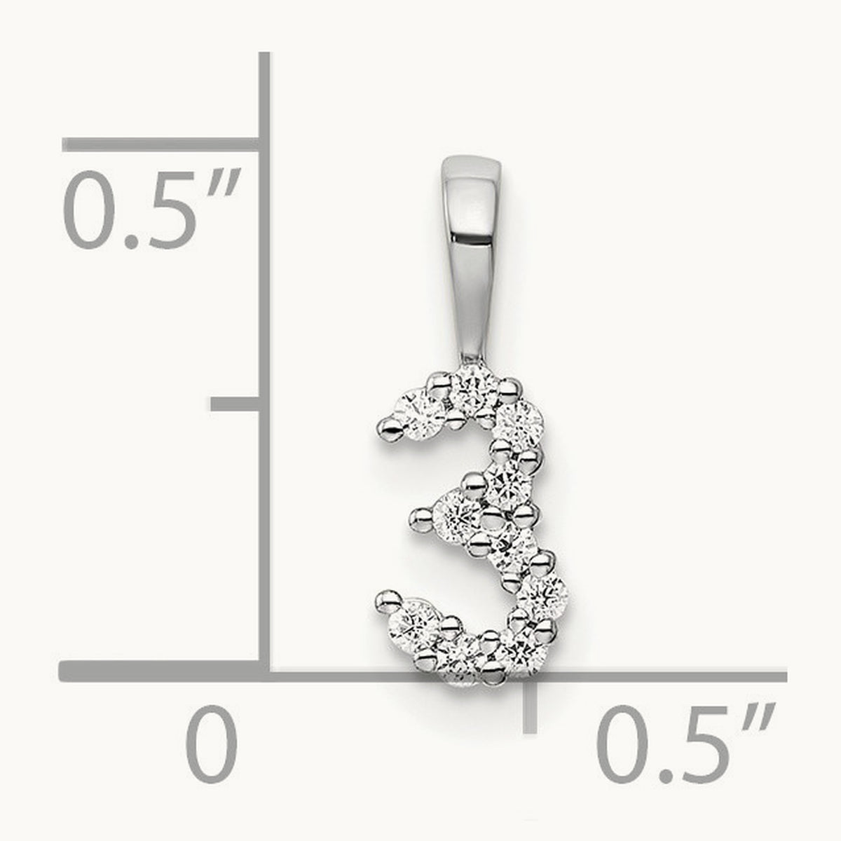 Diamond Number 3 Pendant — 14K White Gold