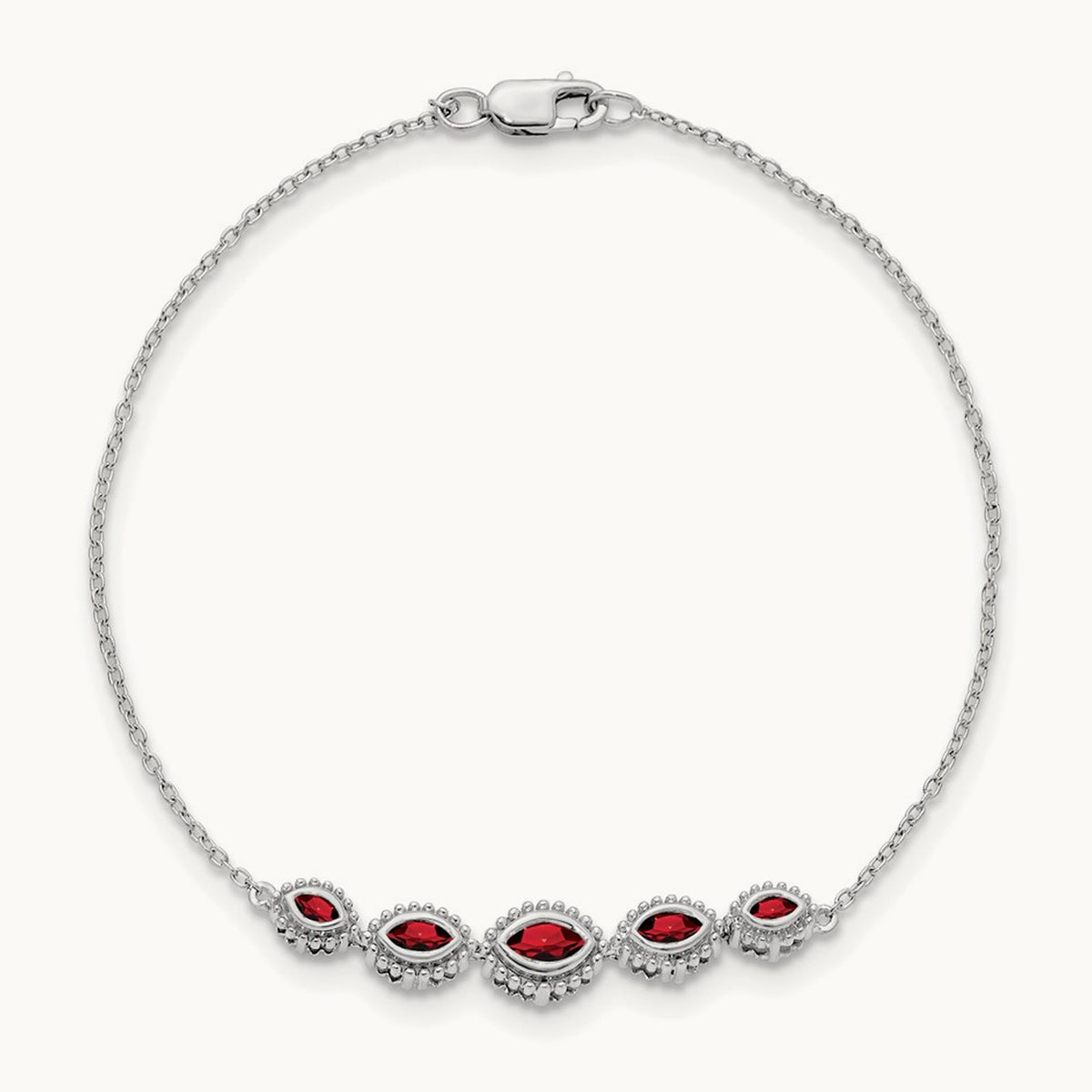 Marquise Garnet Bracelet — 14K White Gold