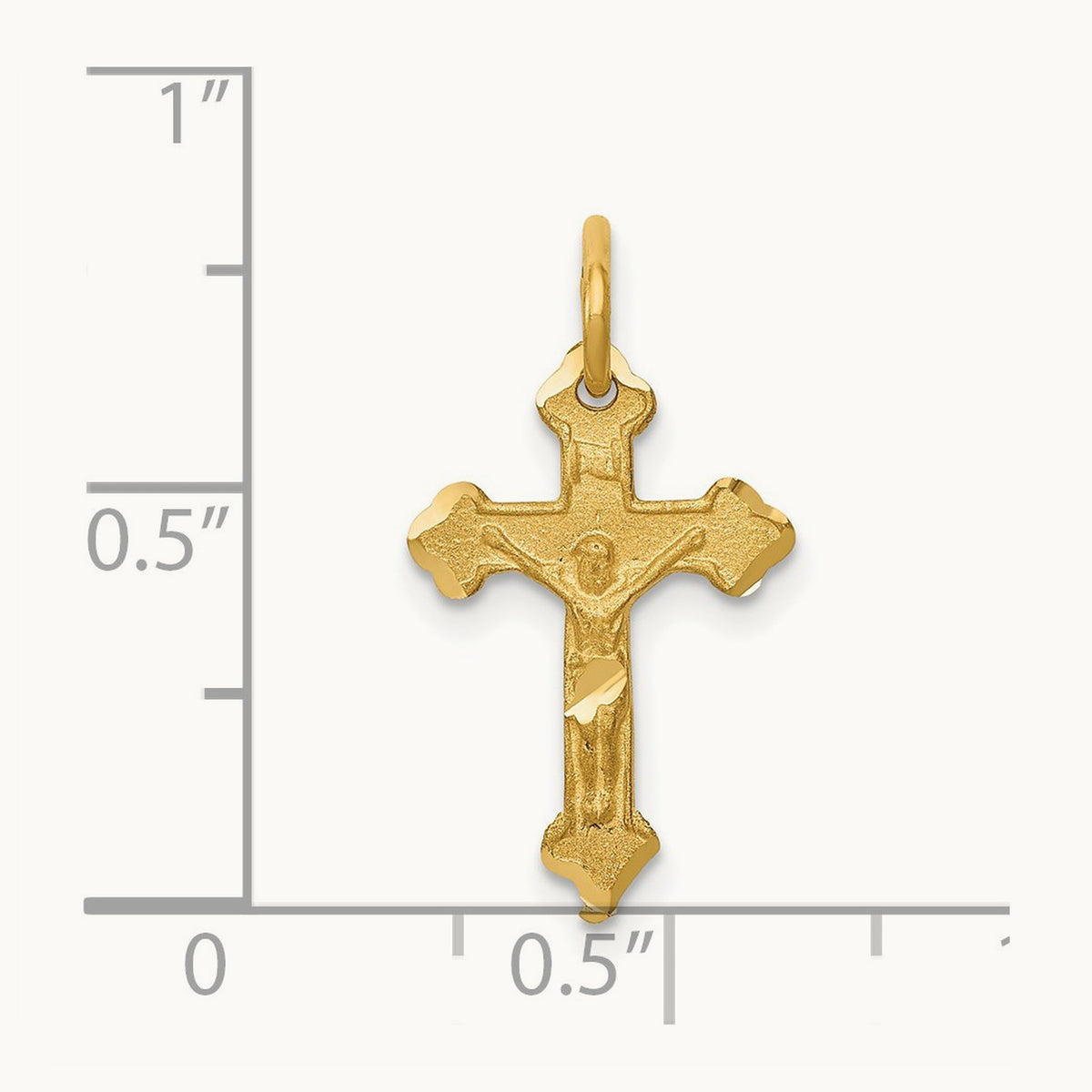 INRI Diamond-cut Crucifix Charm, 14K