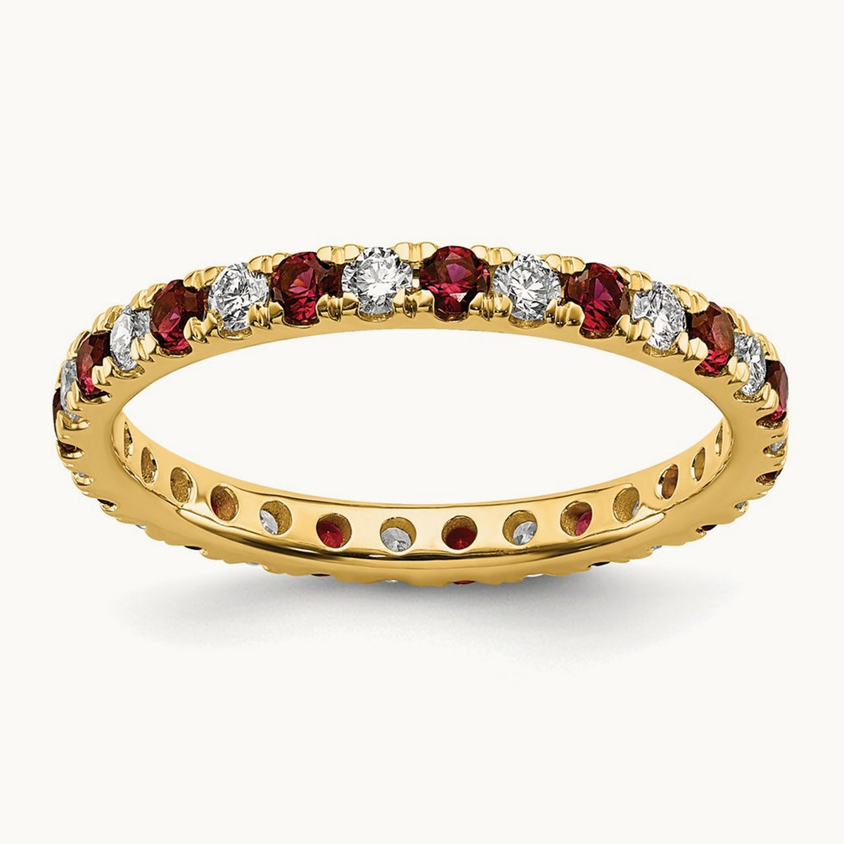 Created Ruby Eternity Band — 14K Yellow Gold, 2.25 mm