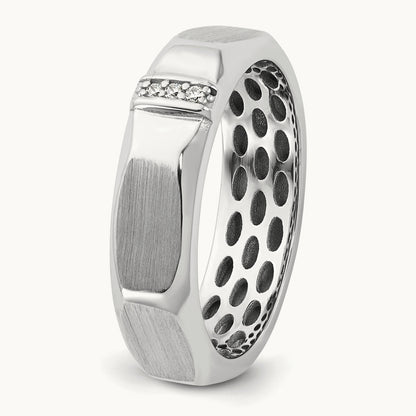 IB Goodman Mens Satin Complete .03ct Diamond Ring, 14K White Gold