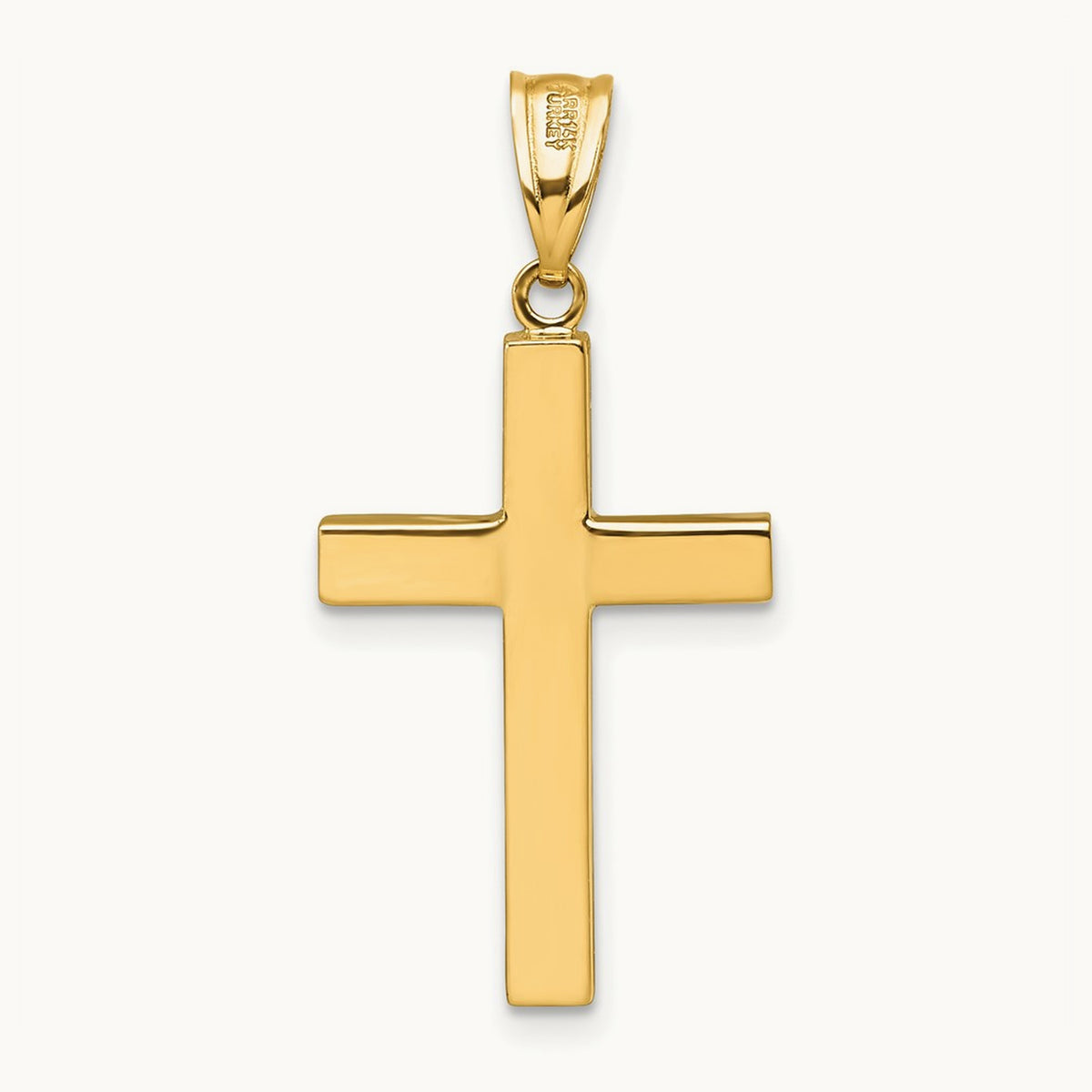 Polished Hollow Cross Pendant, 14K