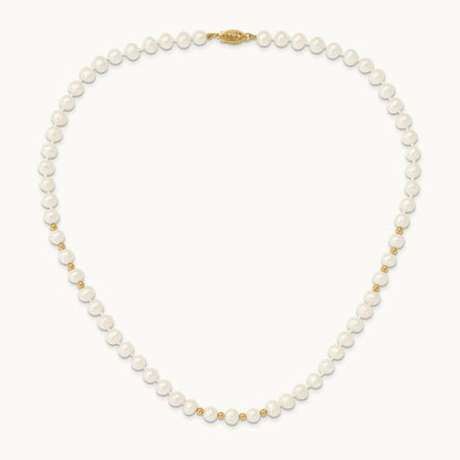 6- White FW Cultured Pearl 18in. Necklace 7.25 Bracelet Earring Set, 7mm, 14K