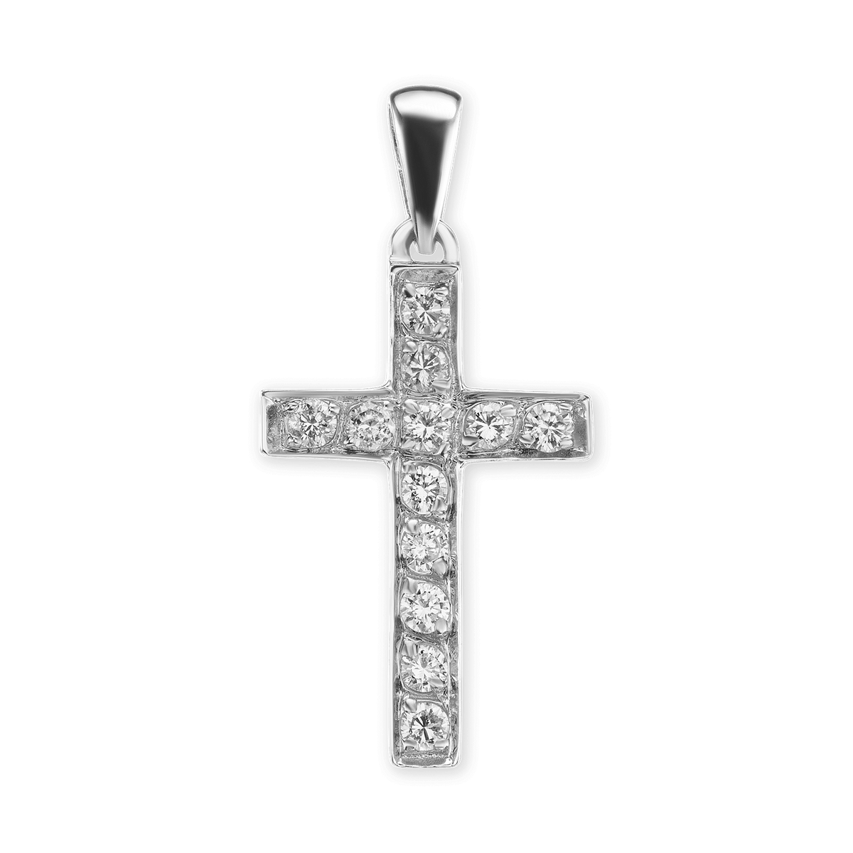 Klassischer Kreuzanhänger mit Diamanten in 14-karätigem Gelbgold