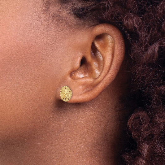 Textured Sand Dollar Post Earrings — 10.8mm