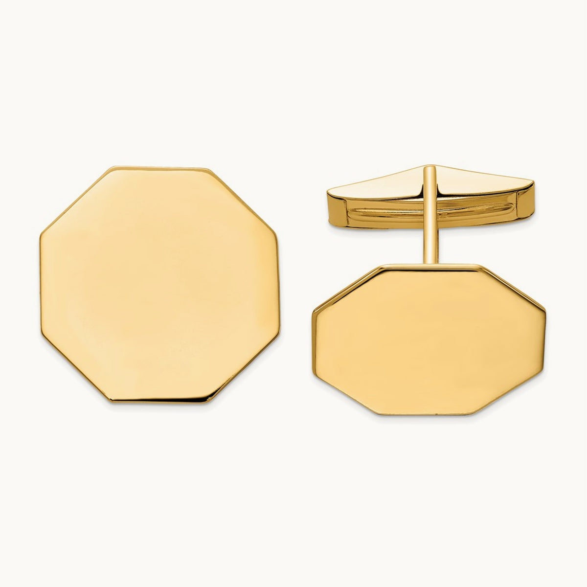 Men's Octagonal Cuff Links, 14K