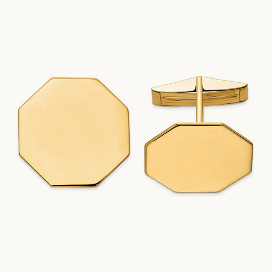 Men's Octagonal Cuff Links, 14K