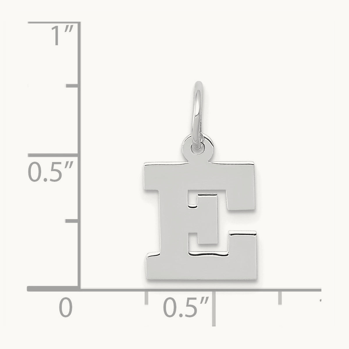 Small Block Initial Charm — 14K White Gold, E
