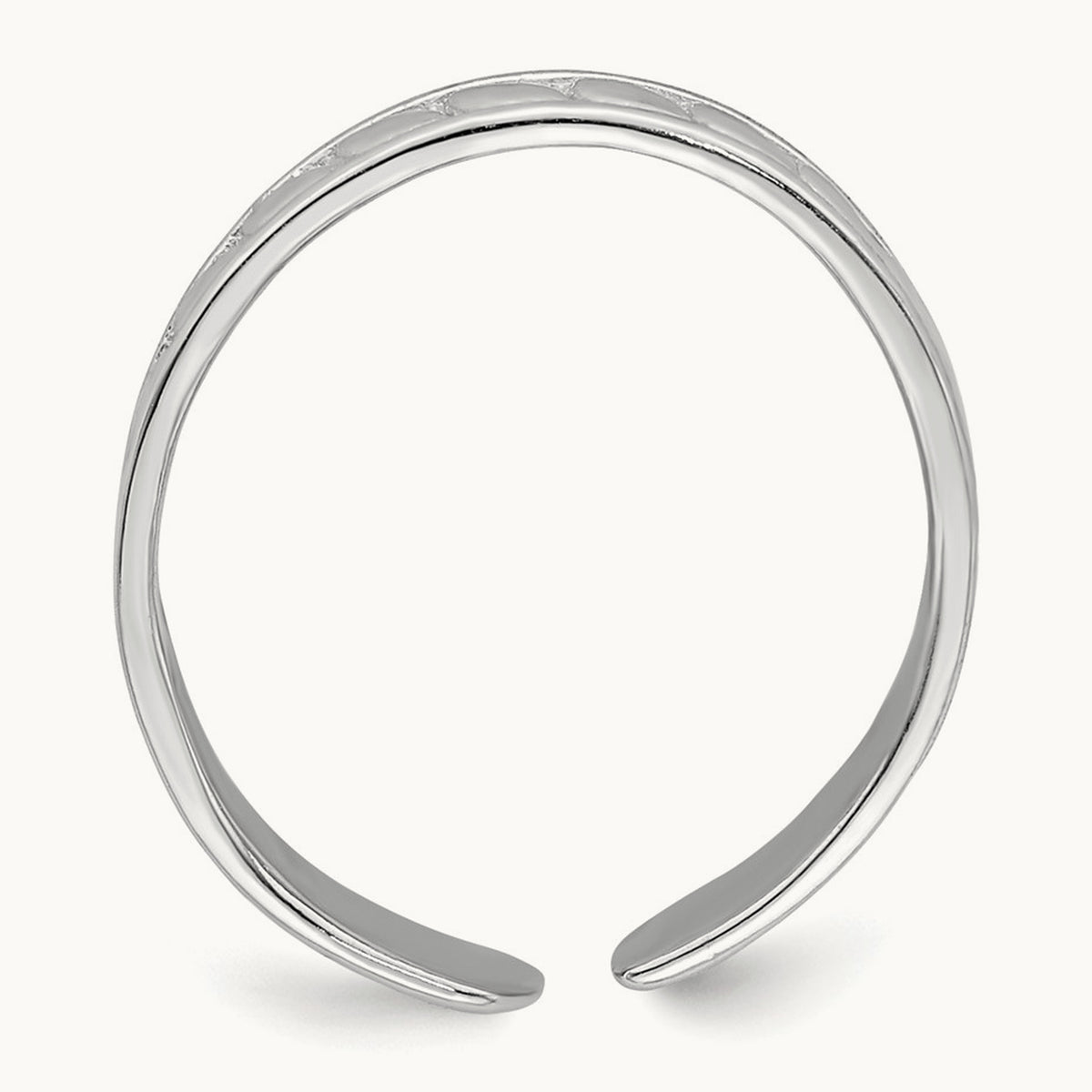 Adjustable Leaf Engraved Design Toe Ring — 14K White Gold