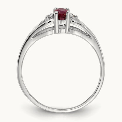 5x3mm Oval Ruby & AA Diamond Ring, 14K White Gold
