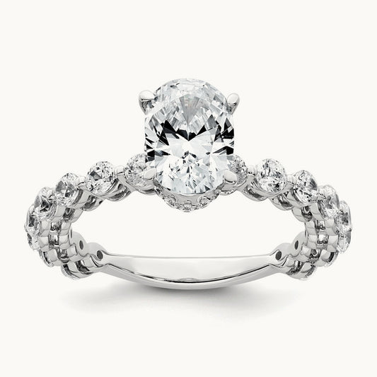WG Shared Prong Oval Engagement Ring, 2.75 ct tw Lab-Grown Diamond