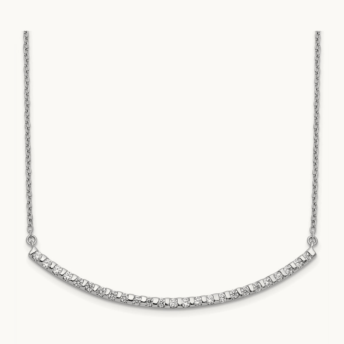 Curved Bar Necklace, 0.25-0.50 ct tw Lab-Grown Diamond — 1/2 ct, 14K White Gold