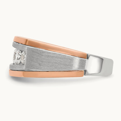 IBGoodman Men's Polished & Satin 5-Stone Diamond Ring, 14K Two-tone