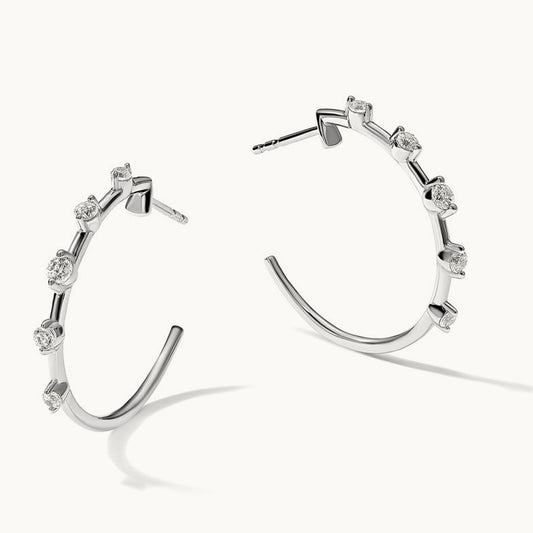 C-Hoop Post Earrings, 0.50 ct tw Lab-Grown Diamond