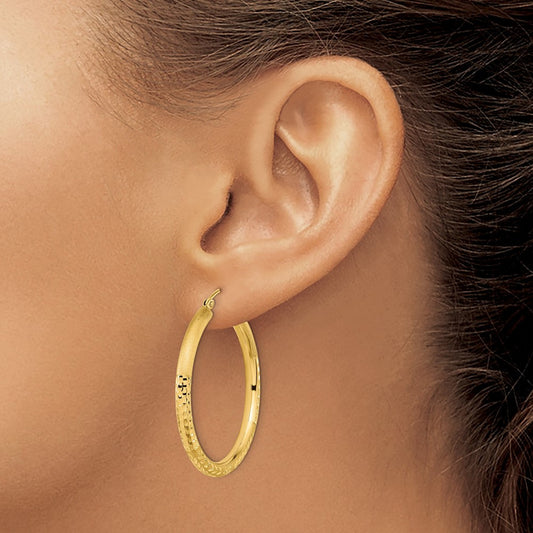 Polished Satin and Diamond-cut Hoop Earrings — photo set