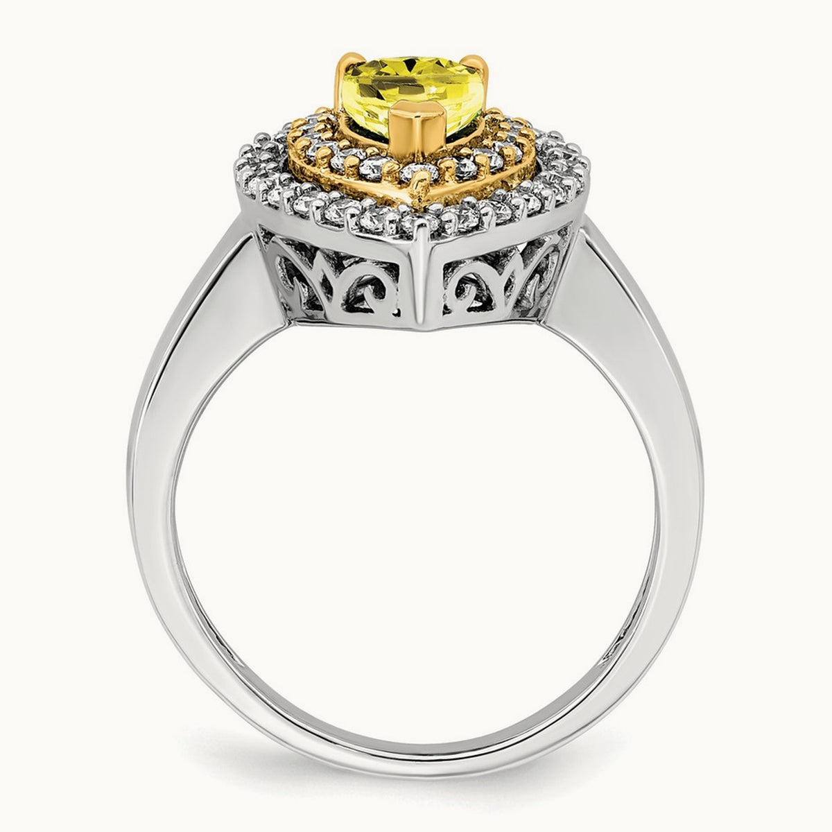 Created Yellow Sapphire Ring, 0.50 ct tw Lab-Grown Diamond