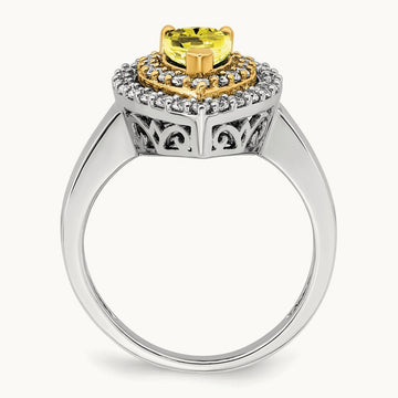Created Yellow Sapphire Ring, 0.50 ct tw Lab-Grown Diamond