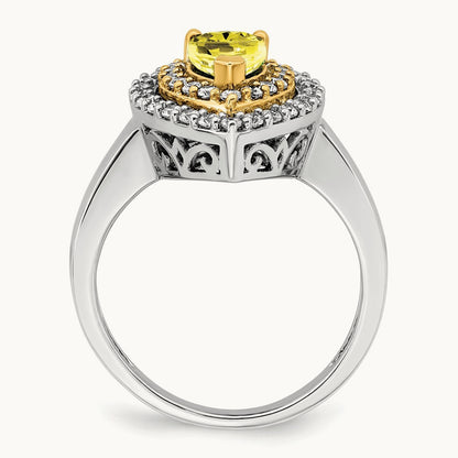 Created Yellow Sapphire Ring, 0.50 ct tw Lab-Grown Diamond