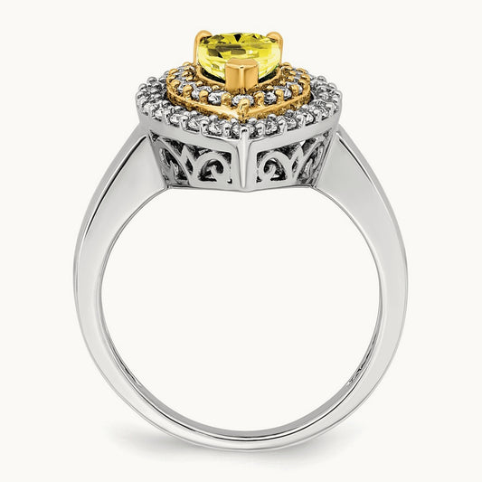 Created Yellow Sapphire Ring, 0.50 ct tw Lab-Grown Diamond